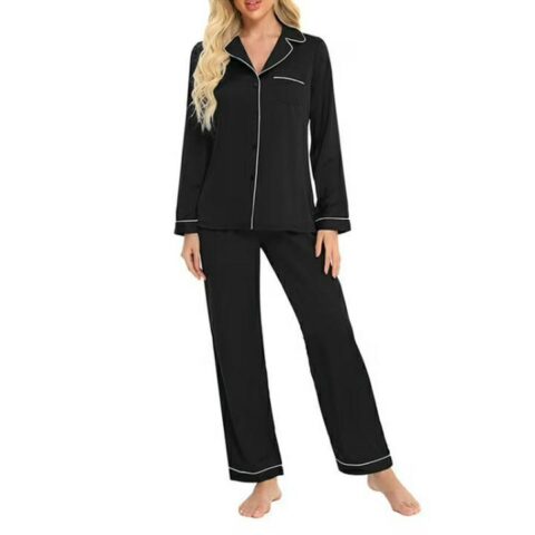 Women's Stitched Silk Plain Night Suit